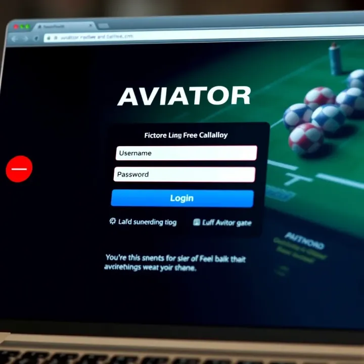 Aviator Platform Login Interface User interface showing Aviator platform login page with fields for username and password