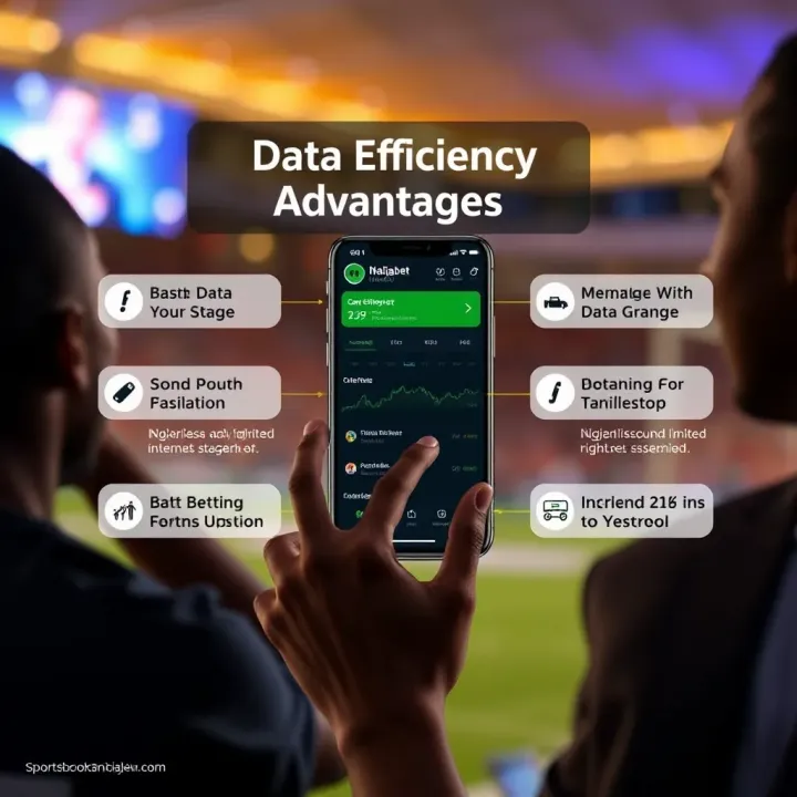 Conceptual graphic illustrating data saving benefits of Mobile Lite Naijabet for Nigerian sports bettors with limited internet access