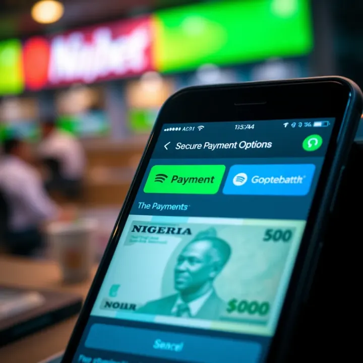 Secure payment transaction screen on Naijabet Shop Mobile showing Nigerian Naira currency