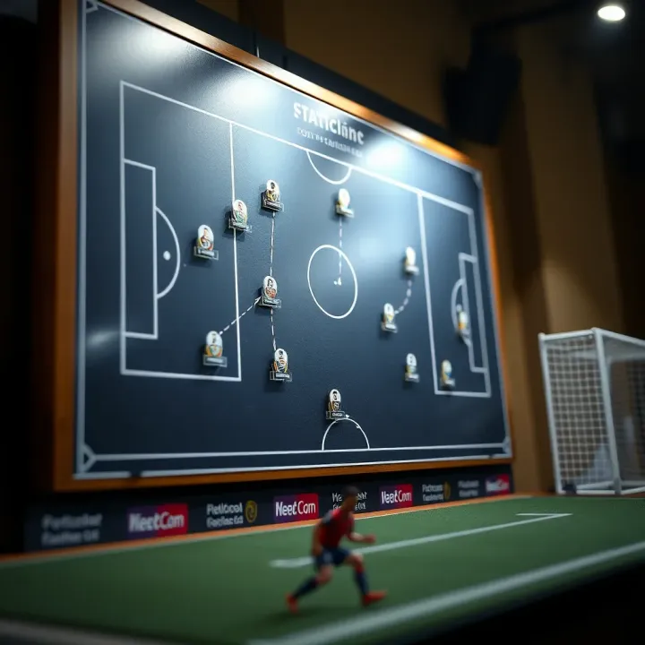 Detailed Tactical Board Highlighting Football Formations and Strategy Tactical board showing football strategies with player formations and arrows