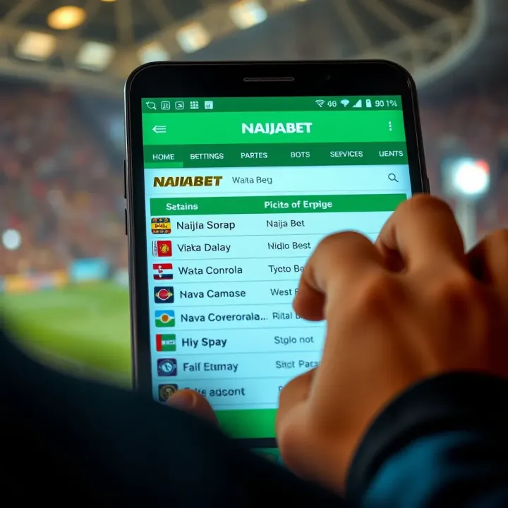 Navigating the Naijabet Old Mobile Version Menu User navigating the simplified menu of Naijabet old mobile site for sports betting