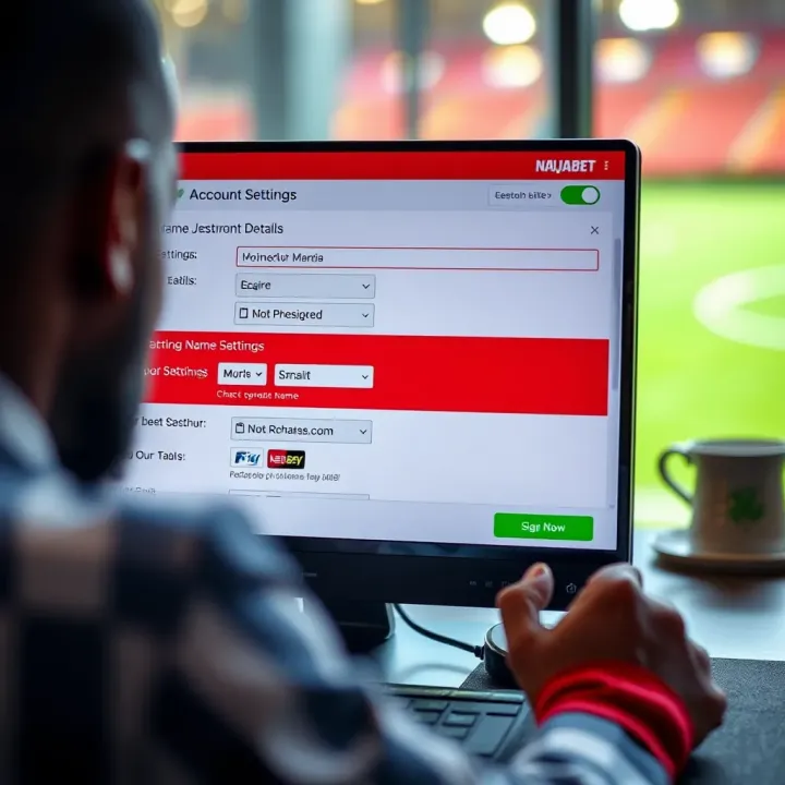 Accessing Account Settings to Update Name on Naijabet User reviewing account settings on Naijabet platform to update personal details