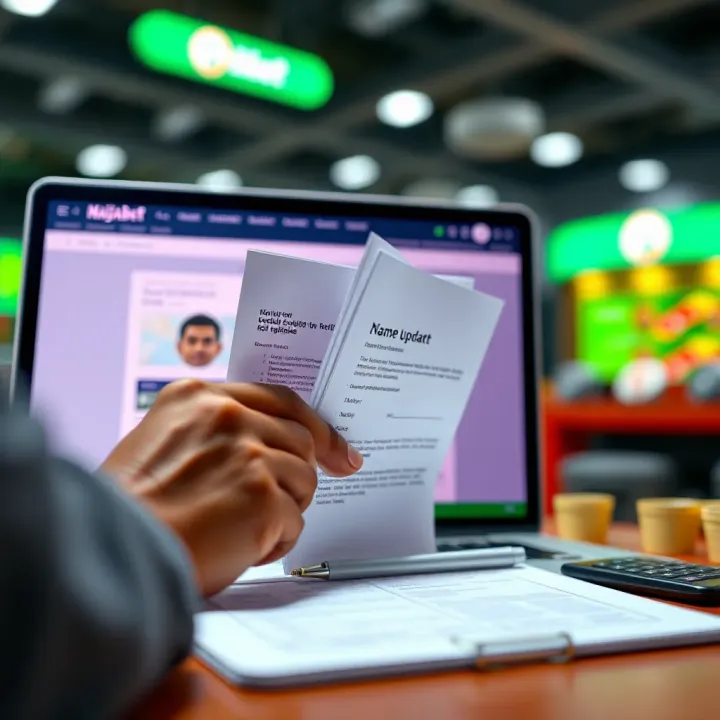 Person submitting official documents online for name update on Naijabet
