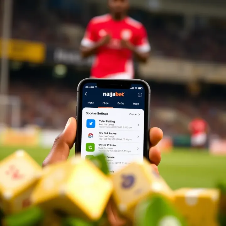 Naijabet App Interface on iPhone Displaying Sports Betting Options Screenshot of Naijabet app interface on an iPhone showing sports betting options