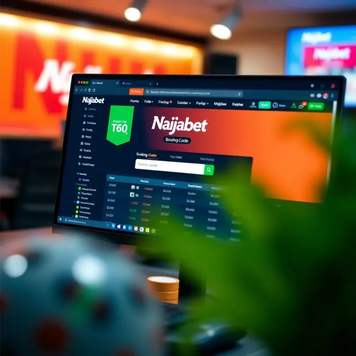Entering Booking Code on Naijabet Website Computer screen displaying Naijabet website with booking code input field