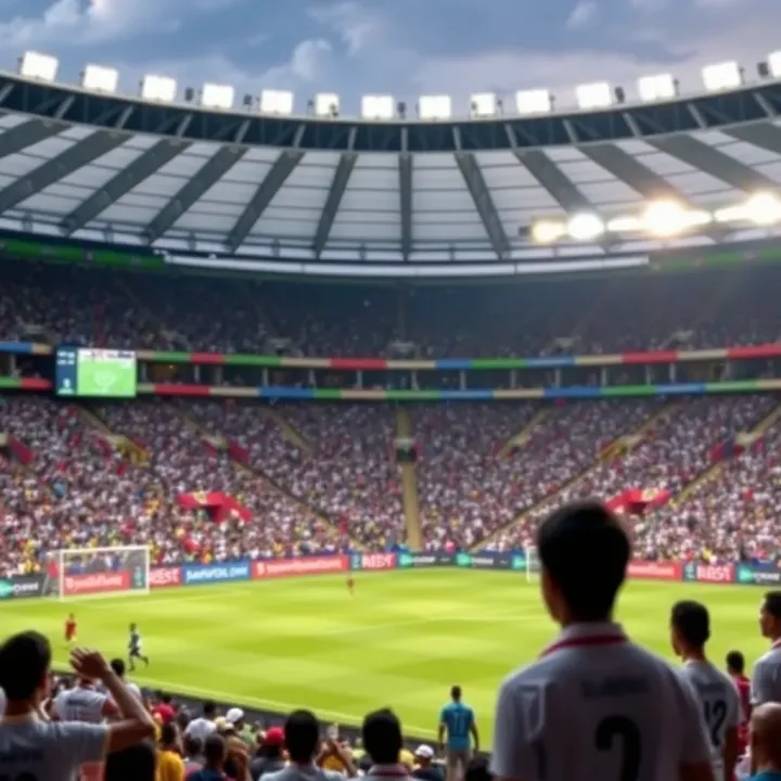 African football stadium filled with enthusiastic fans during AFCON weekend match