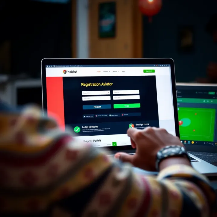 Registration Page on Naijabet Aviator Platform User interacting with Naijabet Aviator platform on a laptop displaying registration form