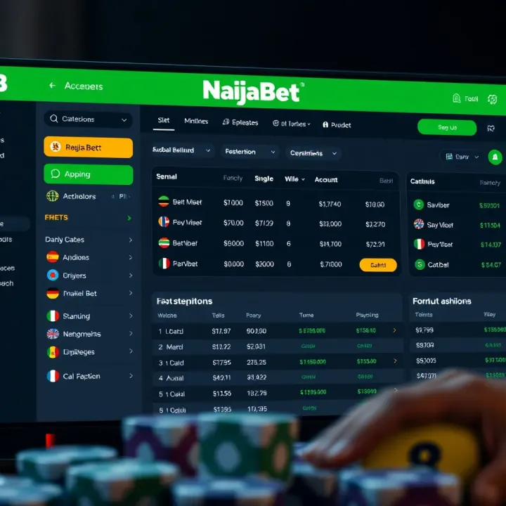 Dashboard of NaijaBet platform highlighting bet placement options and account balance