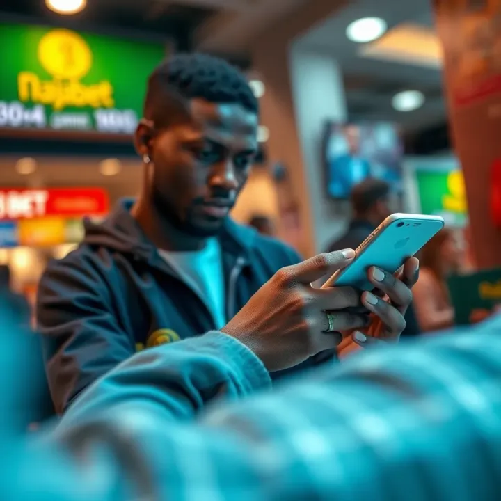 Customer placing bets using Naijabet digital platform on mobile device