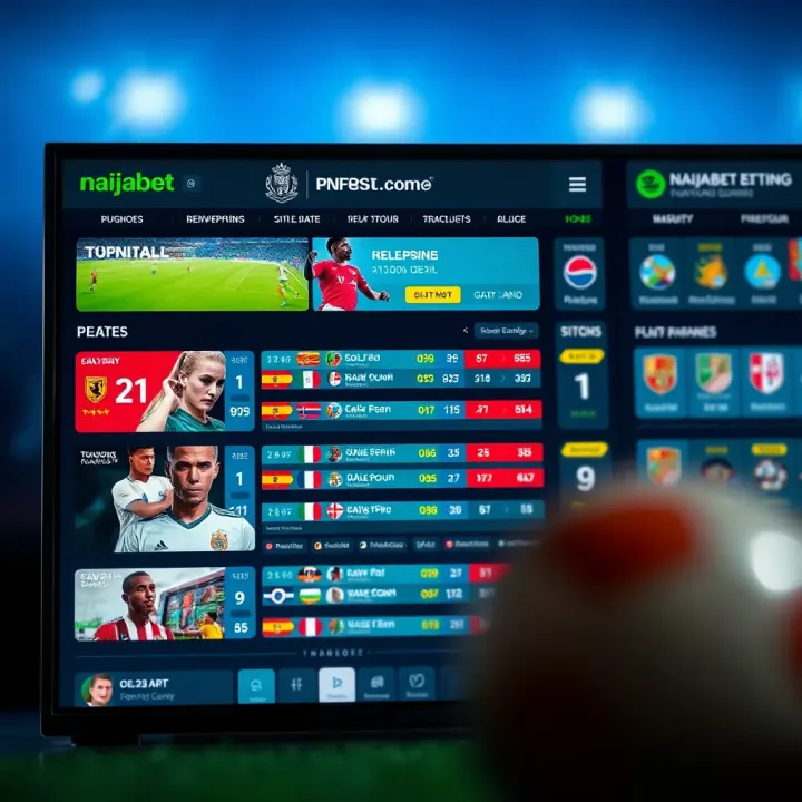 Naijabet Digital Sports Betting Interface Illustration of a digital sports betting interface displaying various football matches and odds