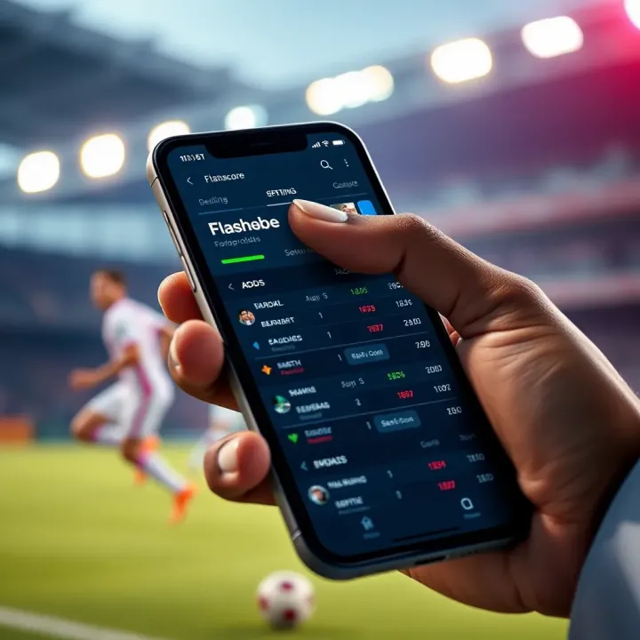Naijabet Flashscore Mobile Access for Real-Time Sports Updates Mobile phone showing an app with real-time match updates and betting odds for various sports