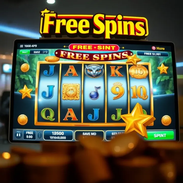 Illustration of a digital casino interface highlighting free spins bonus feature and rewards on Naijabet