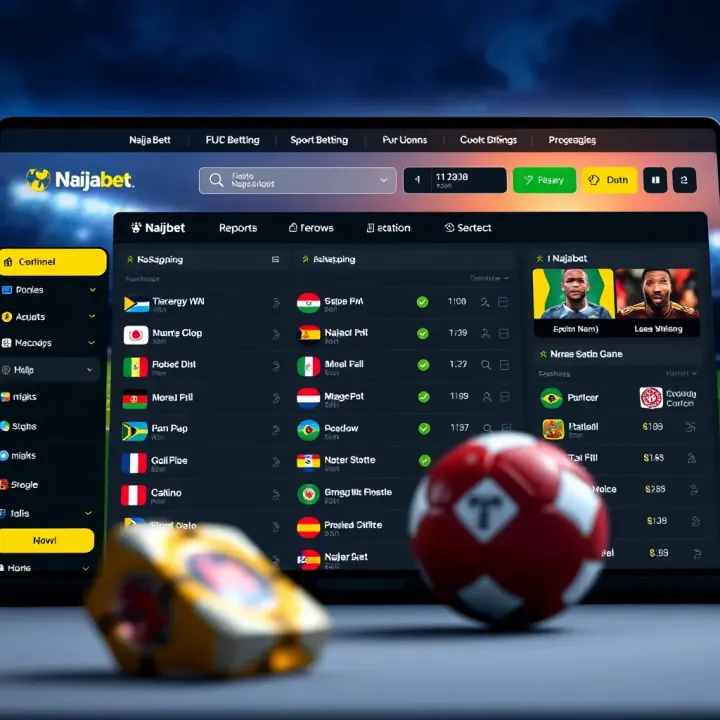 Naijabet's Sports Betting Platform in Cameroon User interface showcasing Naijabet sports betting options tailored for Cameroonian enthusiasts