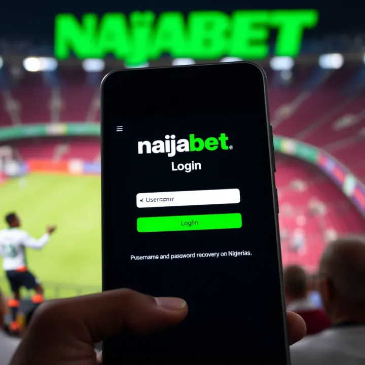 Naijabet platform login screen showing username and password fields on a mobile device