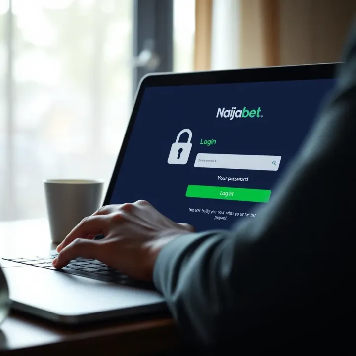 User securely logging into an online betting platform using a laptop with a focus on password entry