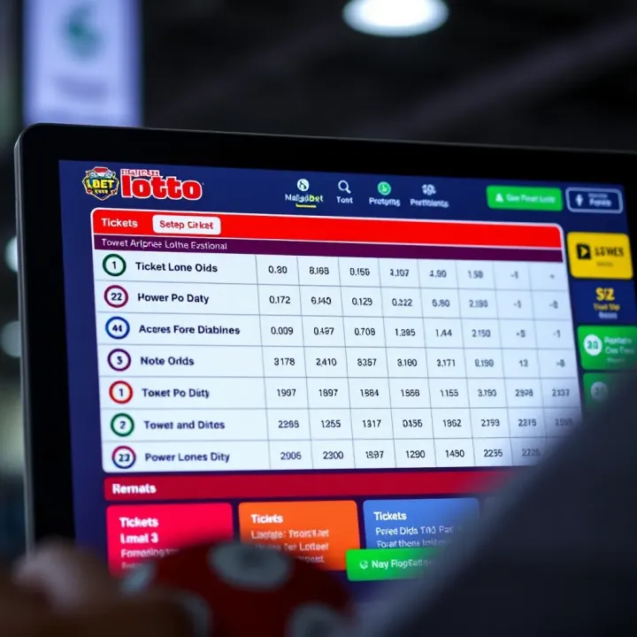 Digital lottery platform interface showing ticket options and betting odds