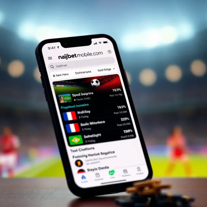 Smartphone displaying Naijabet Mobile.com sports betting platform with various betting options