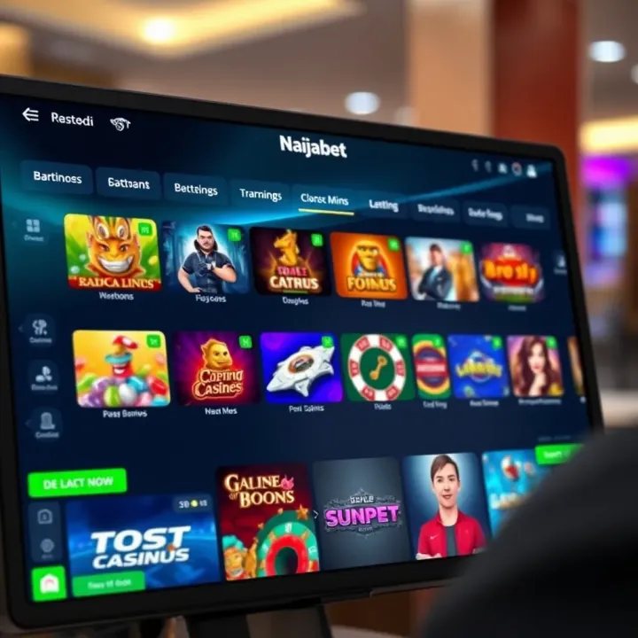 User interface of Naijabet online casino showing game selection menu and betting options