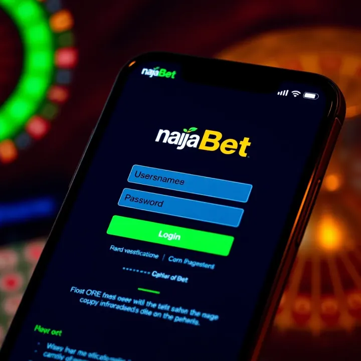 NaijaBet online casino login screen showing username and password fields on a mobile device