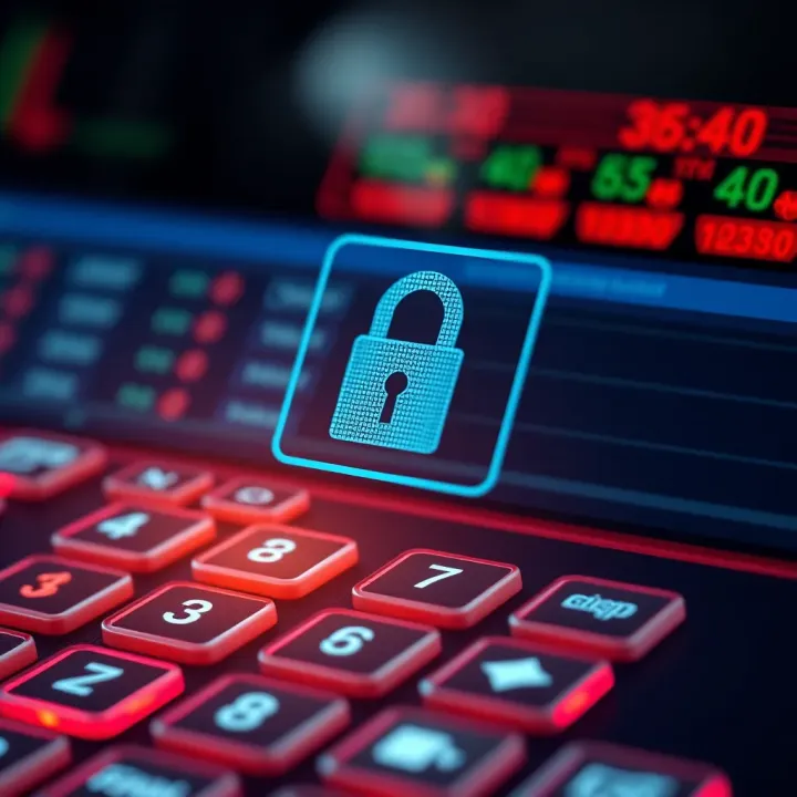 Secure password creation with padlock symbol on digital keypad