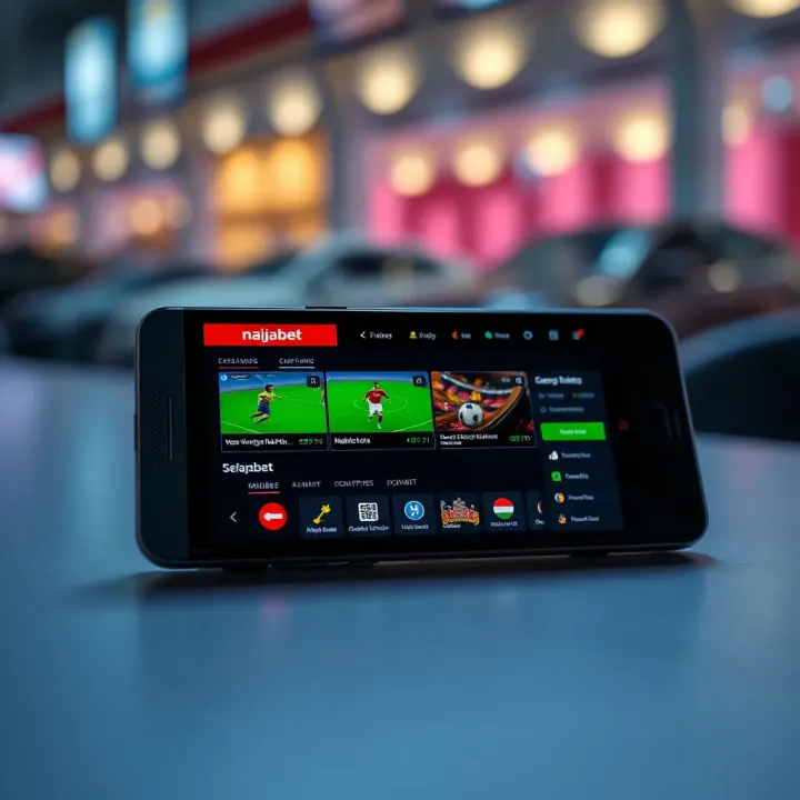Smartphone showcasing Naijabet platform features and compatibility with various devices
