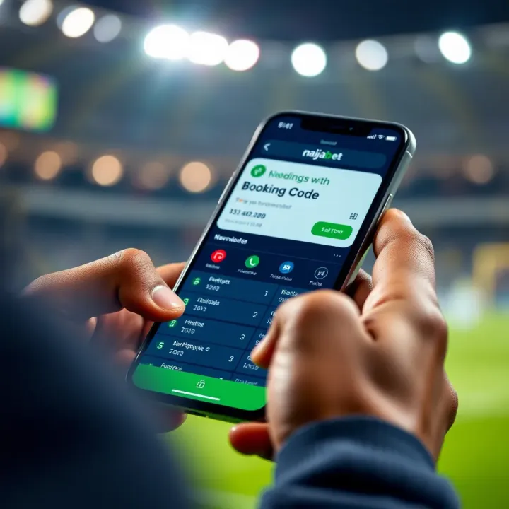 Redeeming Winnings on Naijabet with Booking Code via Mobile Illustration of redeeming winnings on Naijabet using a booking code on a smartphone