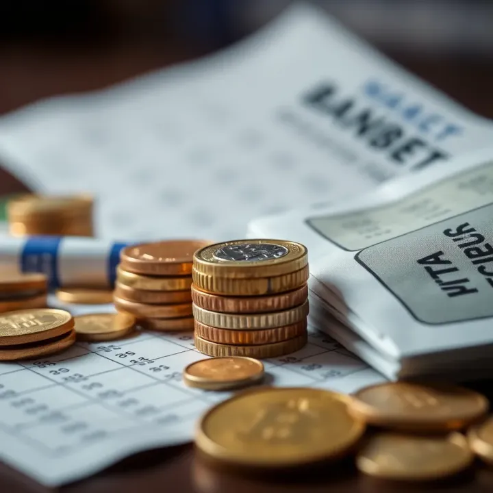 Smart Bankroll Management for Responsible Betting Conceptual illustration of smart bankroll management with coins and betting bet slips