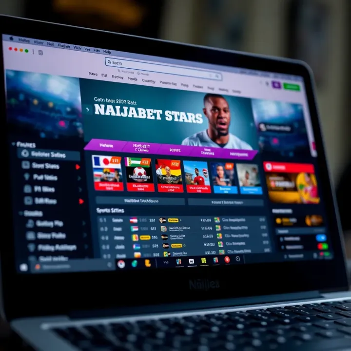 Screenshot of Naijabet Stars official website homepage showcasing sports betting options and user interface
