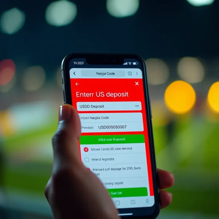 Mobile phone displaying USSD code input screen for deposit on Naijabet platform