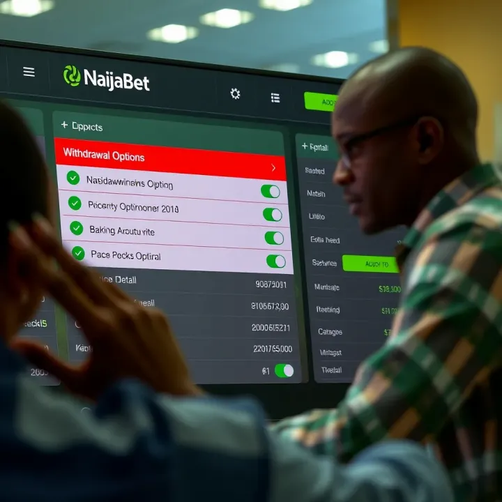Navigating Withdrawal Options on NaijaBet Platform NaijaBet platform interface showing withdrawal options and banking details