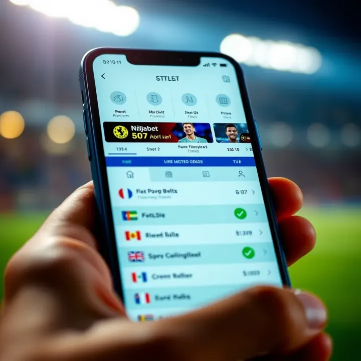 Close-up of a smartphone showing a reliable sports betting app with live match odds and predictions