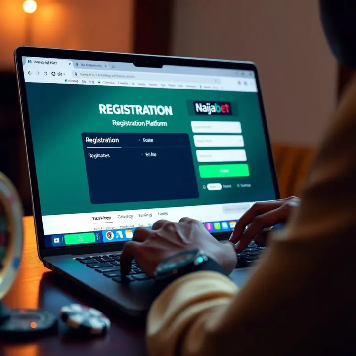 User filling out registration form on Naijabet platform on a laptop screen
