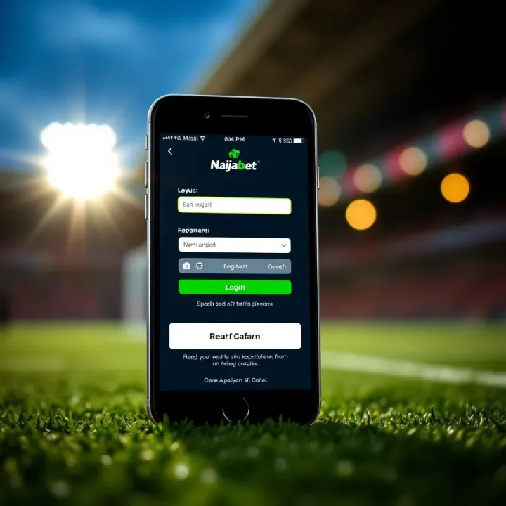 Key Features of Naijabet Mobile Login Experience Diagram illustrating the mobile login screen layout and key features of Naijabet's early mobile betting platform