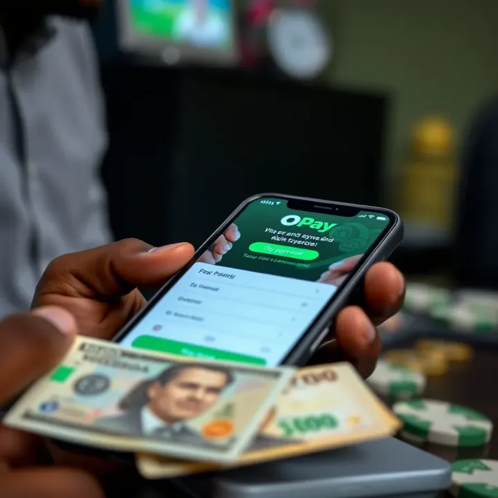 Digital payment transaction on smartphone showcasing OPay fintech services with Nigerian currency