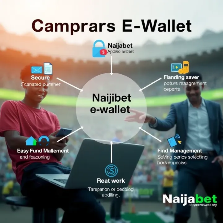 Key Features and Benefits of Naijabet E-Wallet Diagram showing the features of Naijabet e-wallet including secure transactions and easy fund management