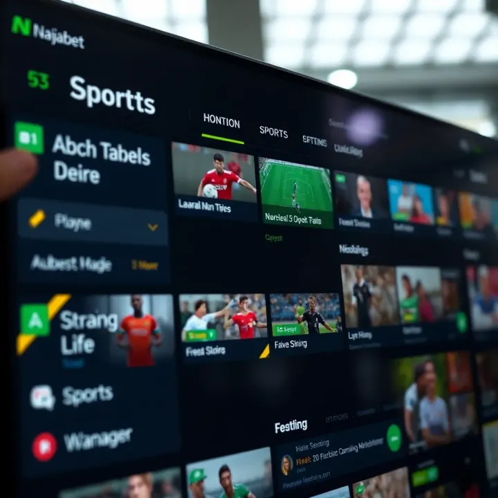 User interface displaying various sports options available for live streaming and betting on Naijabet