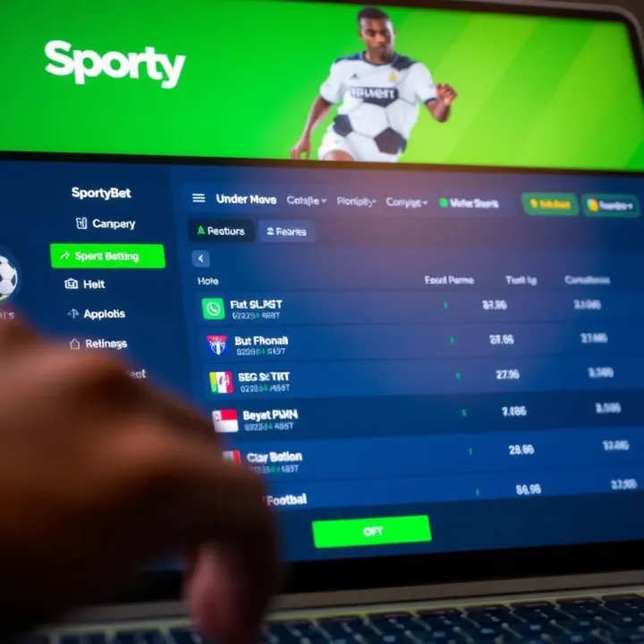 SportyBet Platform Displaying Football Betting Markets User interface of SportyBet platform showing football betting options